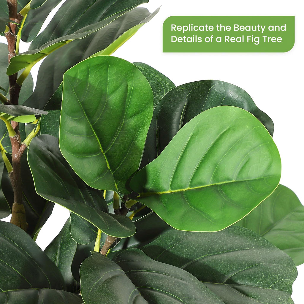 Artificial Fiddle Leaf Fig Tree with White Planter - 5 ft