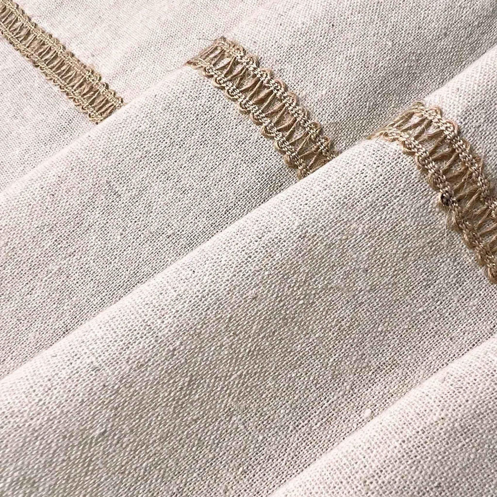 2 Pack Cotton Linen Valance with Burlap Lace Trim 12 inch Length