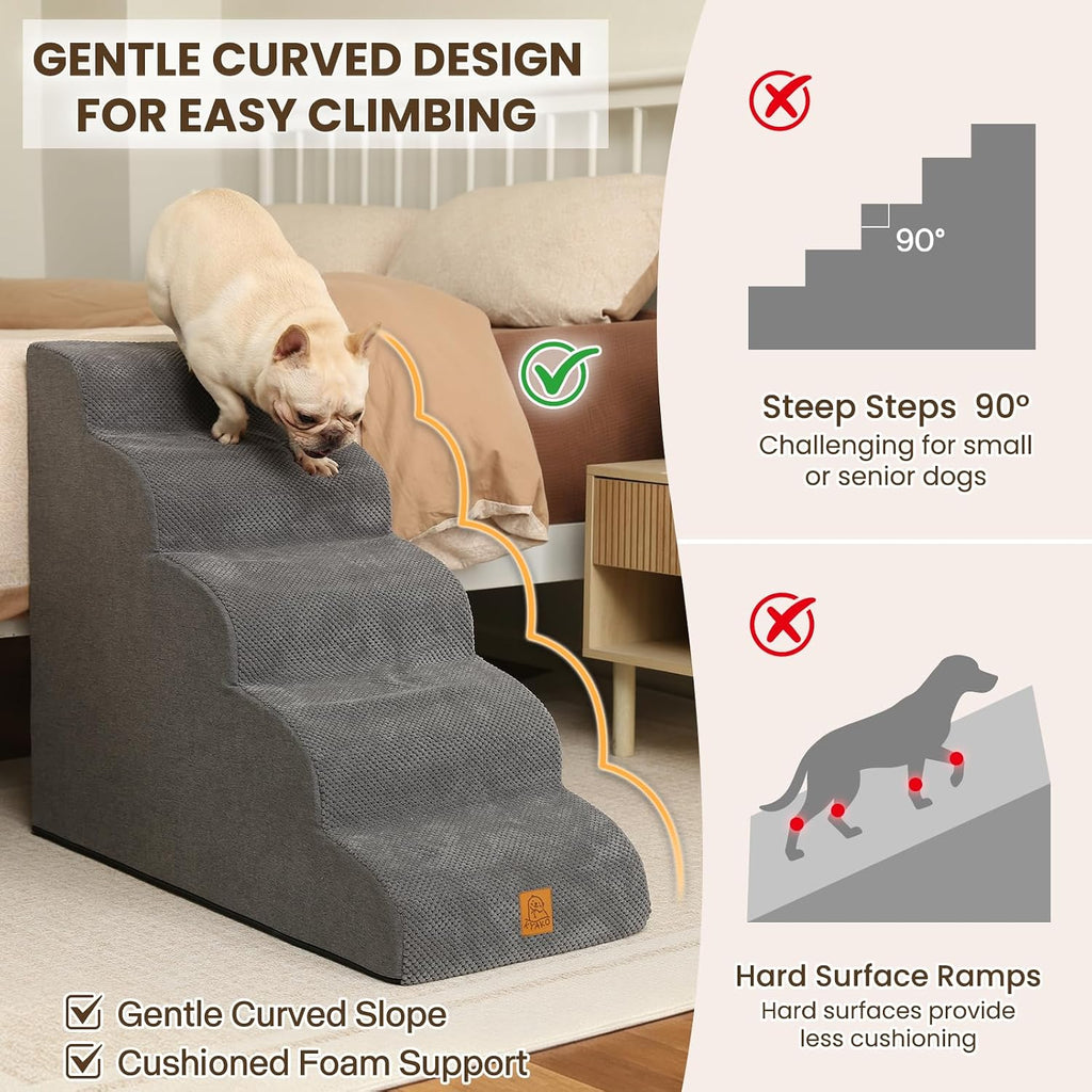 Pet Stairs for High Beds, 28.2" H 5-Step Dog Steps for Small & Medium Dogs
