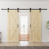 30x80 inch Double Barn Door with 10ft Sliding Barn Door Hardware Kit Included, Unfinished Solid Spru