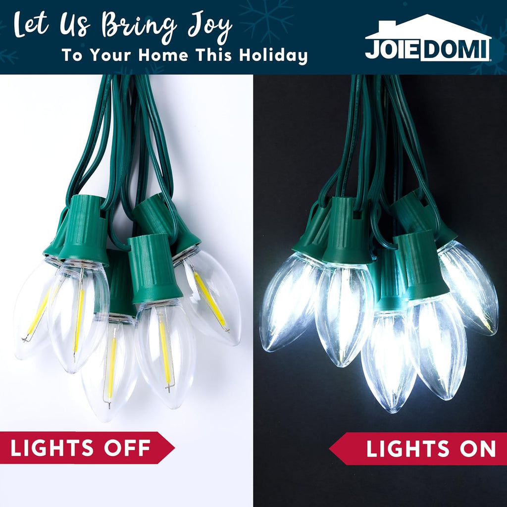 Christmas C9 Pathway Lights Outdoor Decorations 24 Packs, 30.75ft Xmas White Pathway Marker String Lights for Holiday