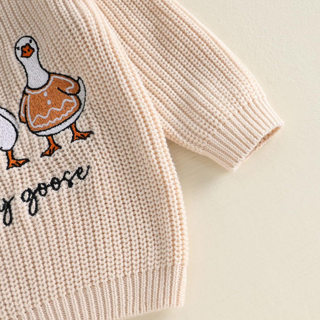 Baby Boy Girl Goose Sweater Long Sleeve Just A Goose Fall Knitwear (Christmas Apricot A, )