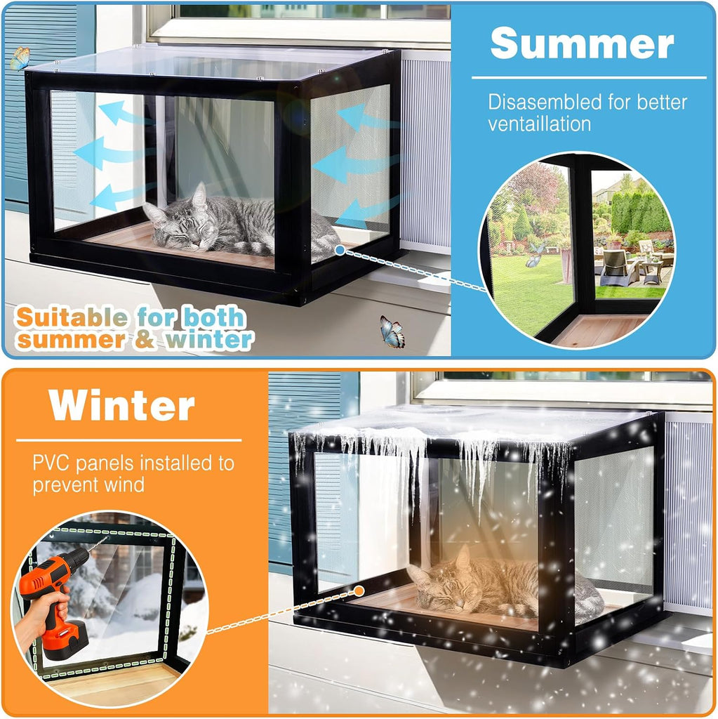 Cat Window Box Outdoor Window Catio for Cats Sunbathing Napping Overlooking