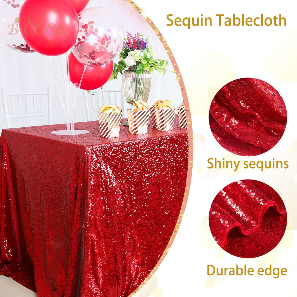 Rectangle Sequin Tablecloth Christmas Red Table Cloth 60x102inch