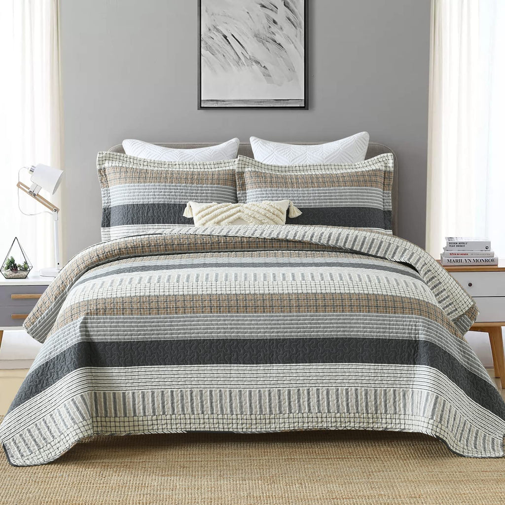 100% Cotton Quilt Set, Patchwork Quilt Bedding Set Bedspreads, Farmhouse Lightweight Comforter