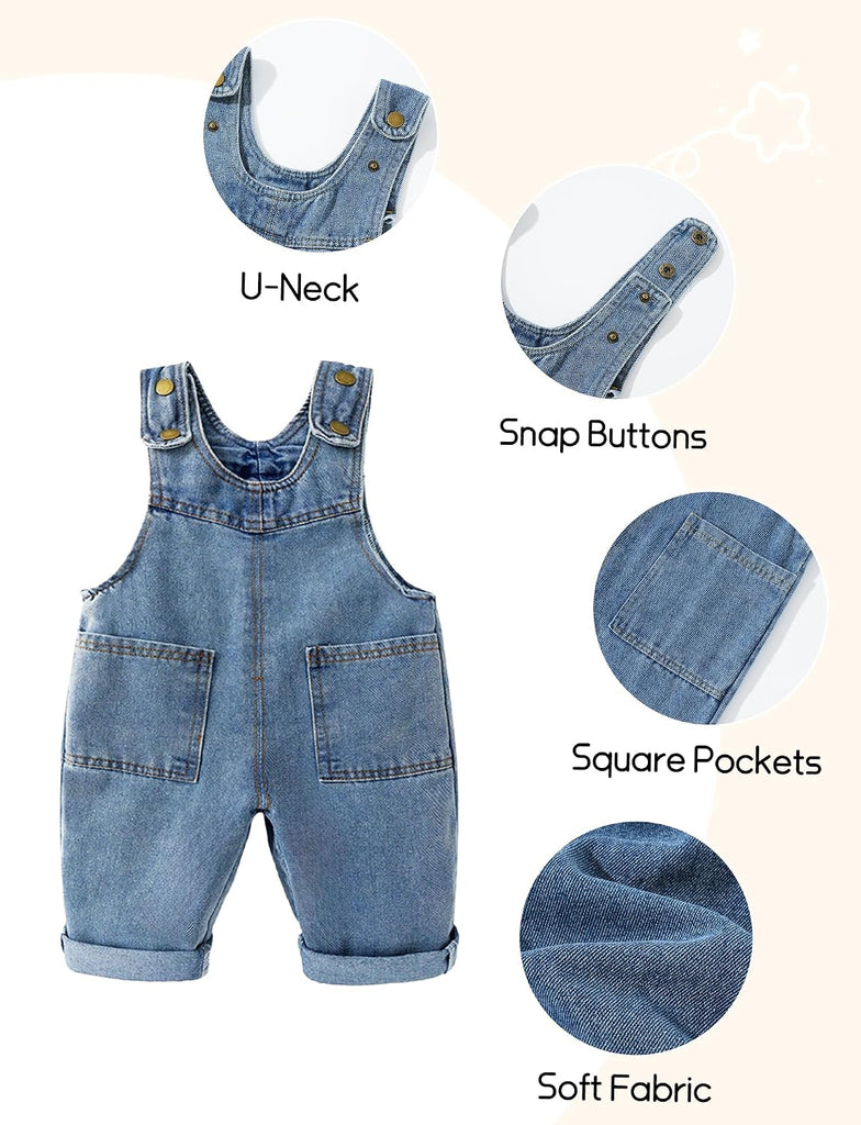 2025 Baby Denim Overall Toddler Soft Cute Workwear Bib Pants Jeans Jumpsuit Casual
