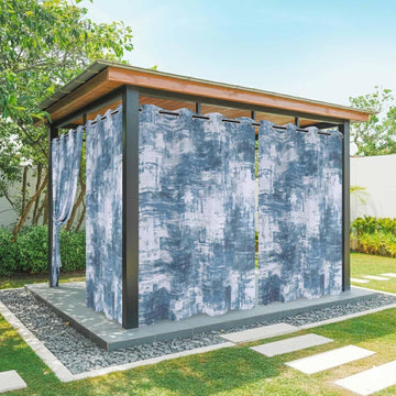 Vintage Outdoor Curtains with Weighted Bottom 2 Panel Waterproof & Windproof Patio Drapes with Tiebacks, Watercolor