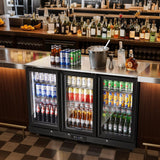 COOLER Commercial Bar Cooler With 3 Glass Doors,12 Cu.Ft Counter Height Back Bev