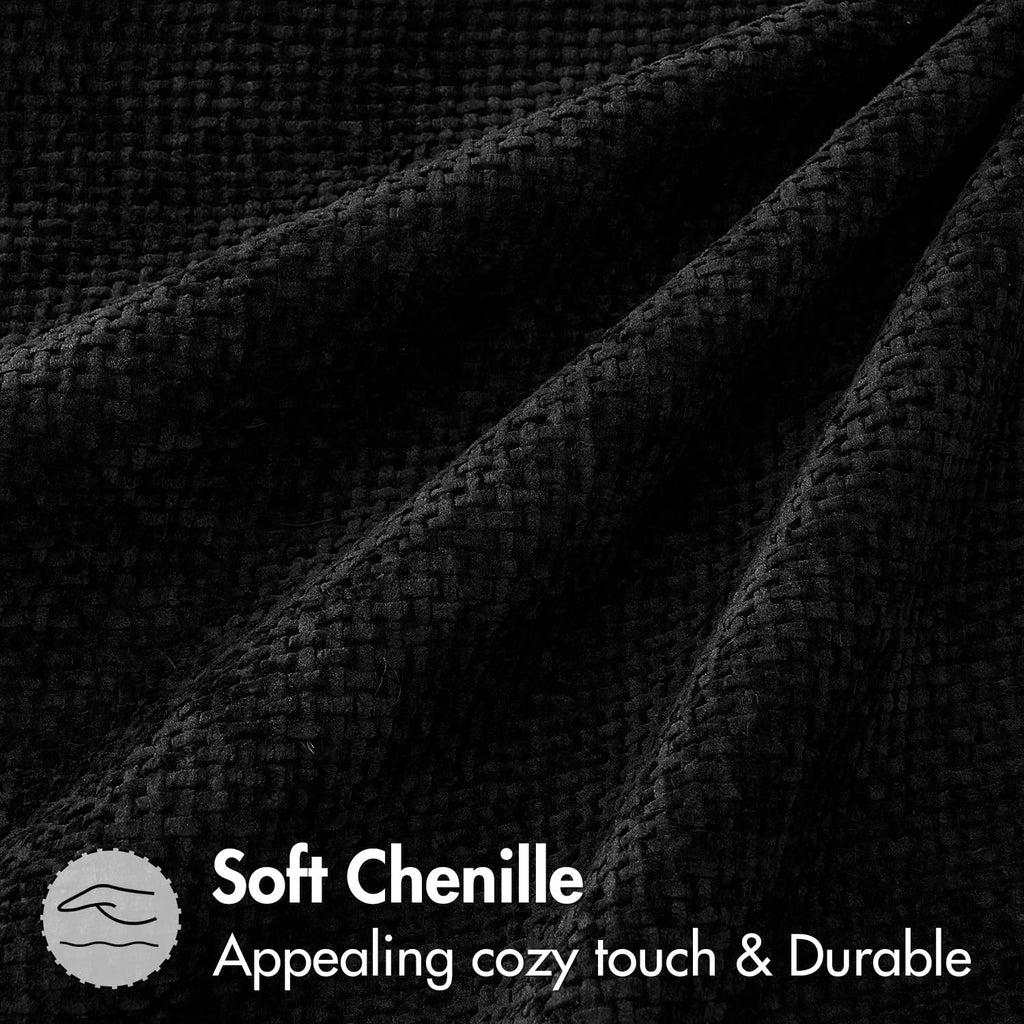 Decorative Couch Throw Pillow Covers 18x18 Inch Black 2 Pack