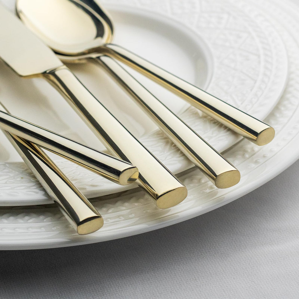 Potter Champagne Gold 45-Piece Forged Silverware Set with Utensil-Serving Set, Service for 8, Stainless Steel