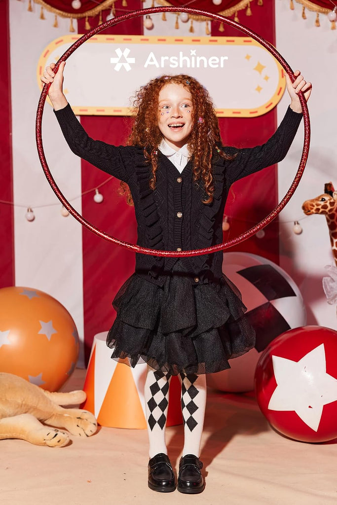 Sweaters Ruffle School Uniform Sweater V Neck Button Front Outerwear