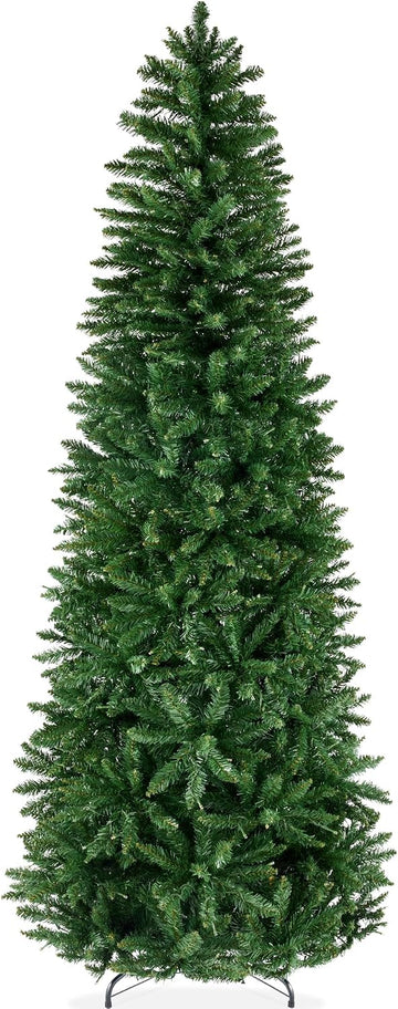 Unlit Pencil Christmas Tree, Premium Artificial Tree, Realistic Spruce Holiday Decor w/ 1,075 Branch Tips