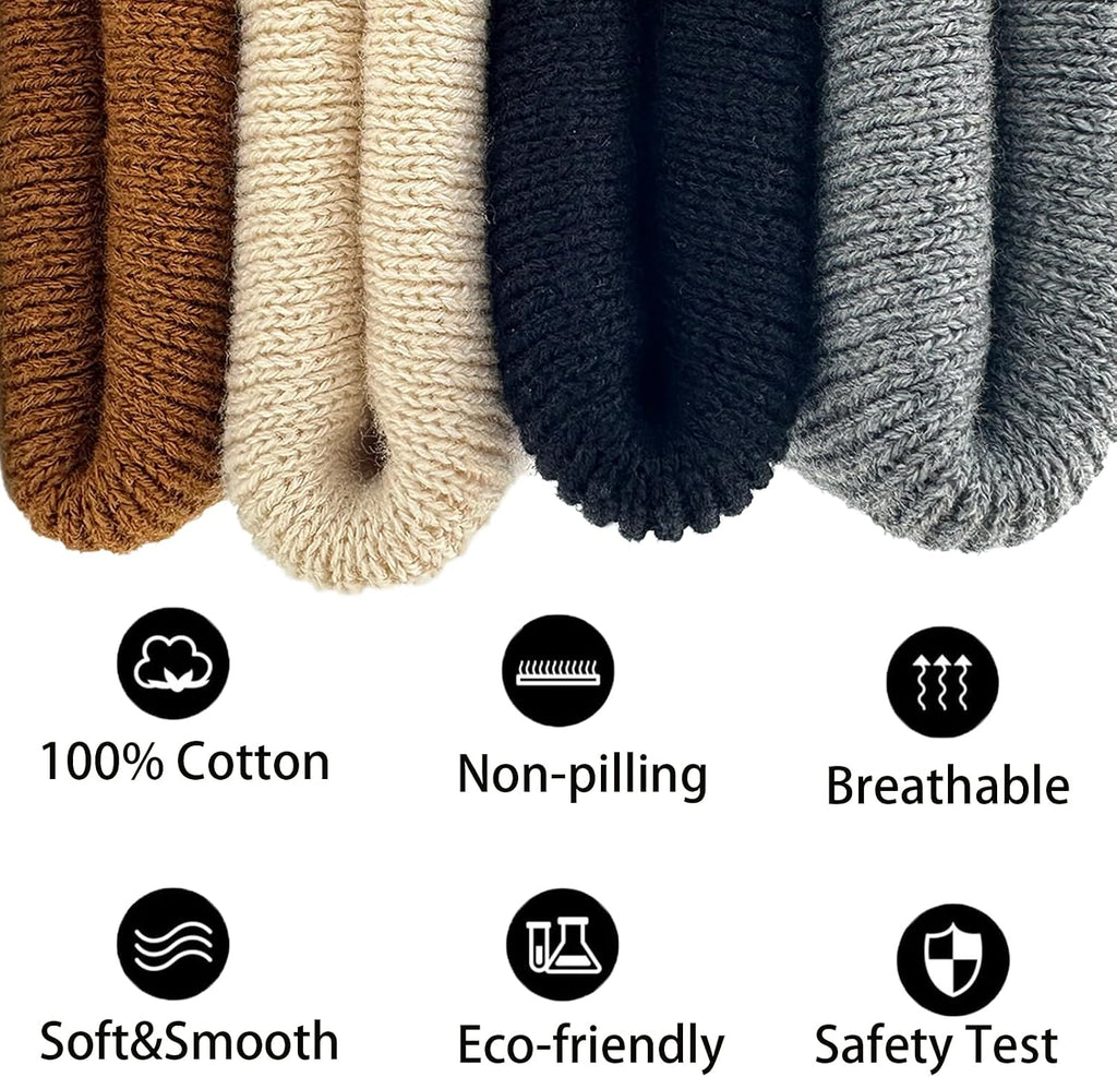 100% Cotton Toddler Beanie Hats for Baby Kids Winter Knit Cuffed Cap