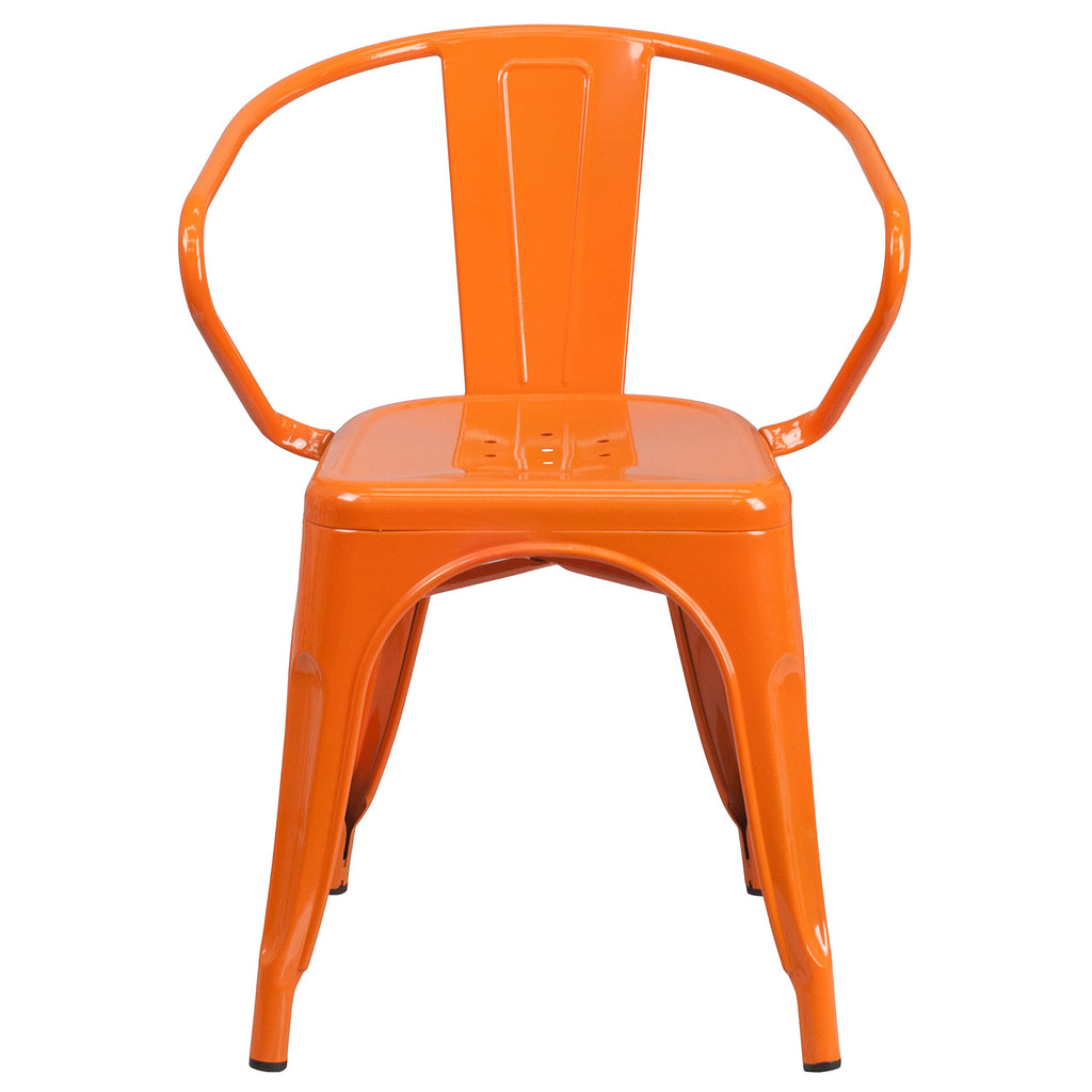 Roy Commercial Grade 4 Pack Orange Metal Indoor-Outdoor Chair with Arms