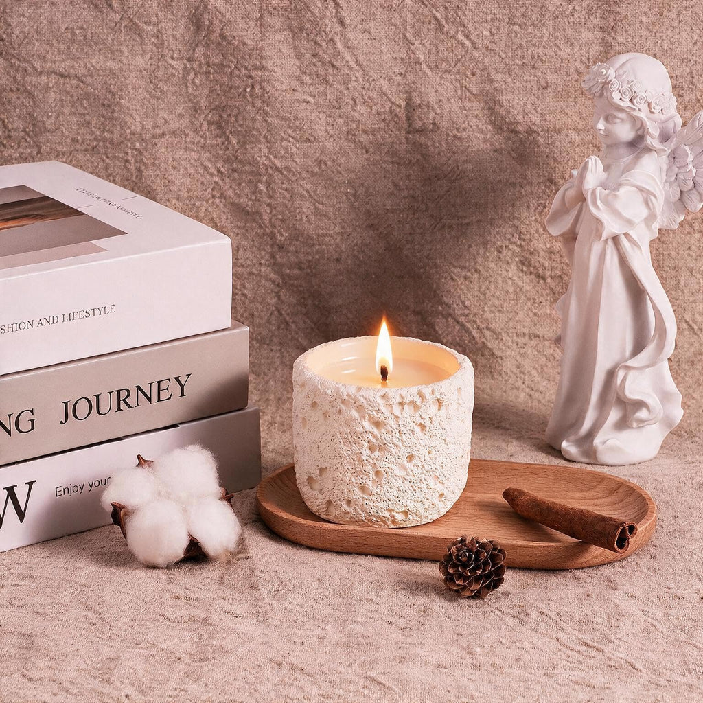 6oz Small Citronella Candle Outdoor, Non Toxic Soy Candles, Matte Ivory White Ceramic Jar, Outdoor Candle, Porch