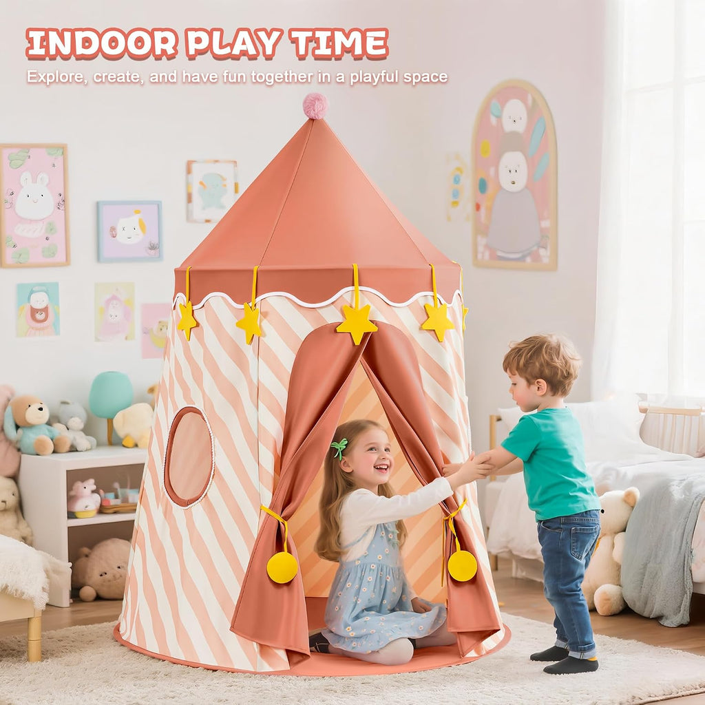 Kids Play Tent, Princess Castle Pop Up Tent Kids with Star and Window, Portable Toddler Play Tent Indoor