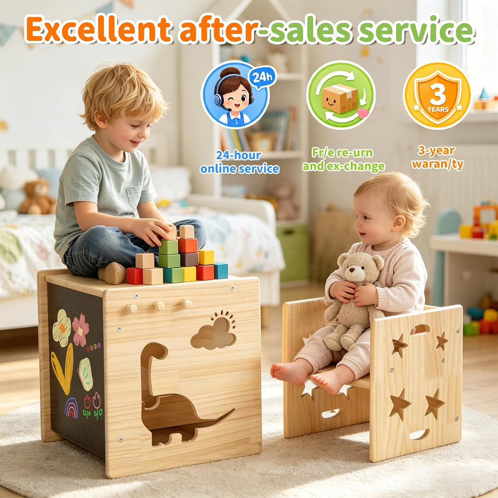 Solid Wood Montessori Weaning Table and Chair Set for Toddlers
