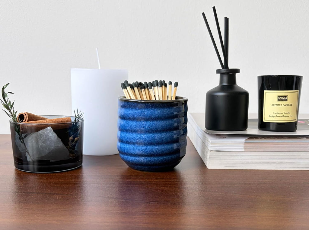 Long Match Holder with Striker for 3" 4" 5" Matches (1, Blue)