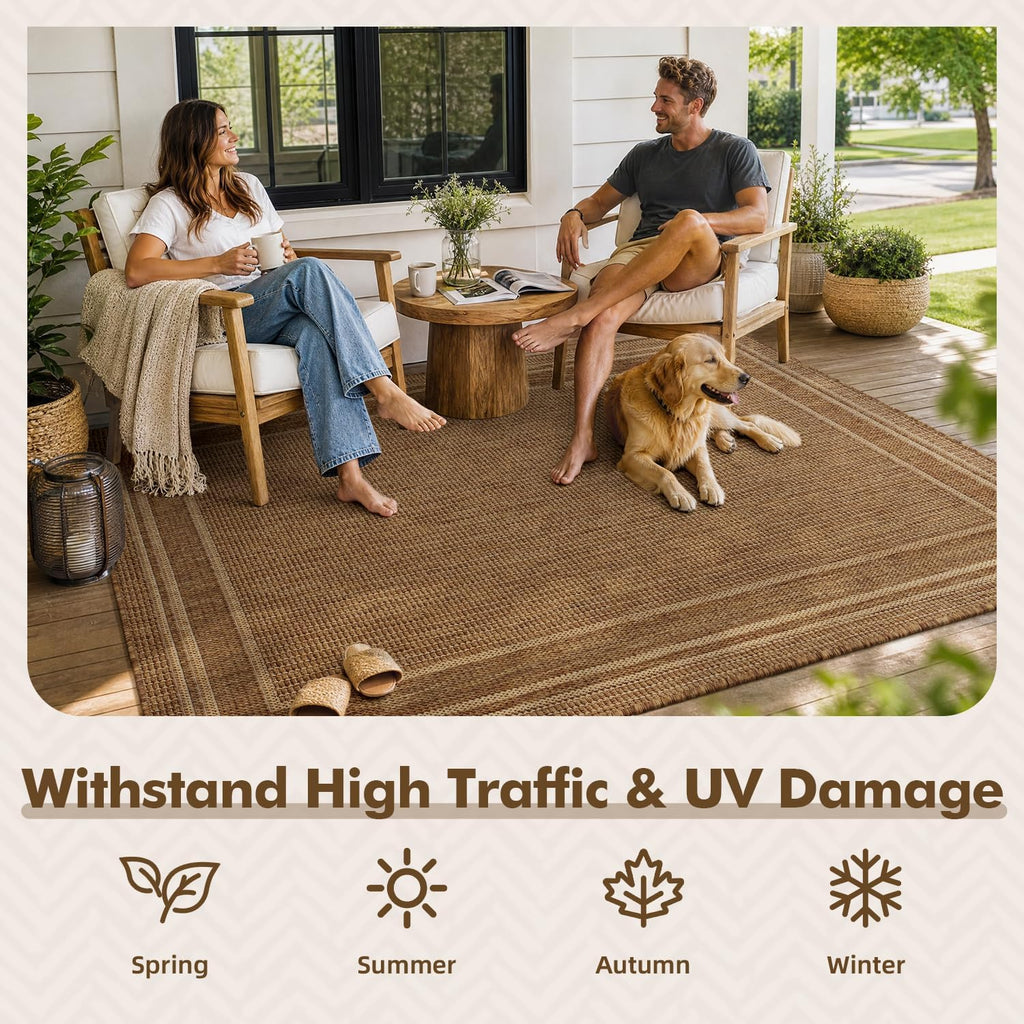 Outdoor Rug Patio Rug Polypropylene Indoor Outdoor Rugs Outdoor Carpet Deck Balcony Porch, Textured Weave