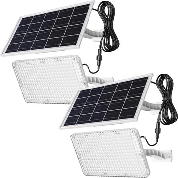 1000 Lumen 299 LED Solar Dusk to Dawn Light Outdoor White 2 Pack