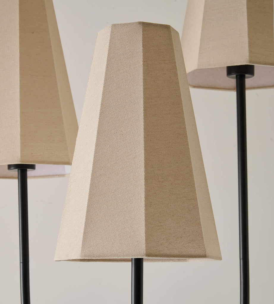 Artistic Vintage Floor Lamp, 3-Light Standing Lamps with Sculptural Curved Iron Base & Octagonal Linen Shades