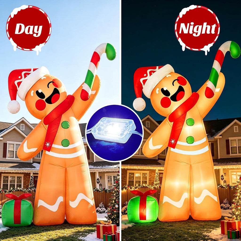 12FT Christmas Inflatable Gingerbread Man Decoration with LEDs