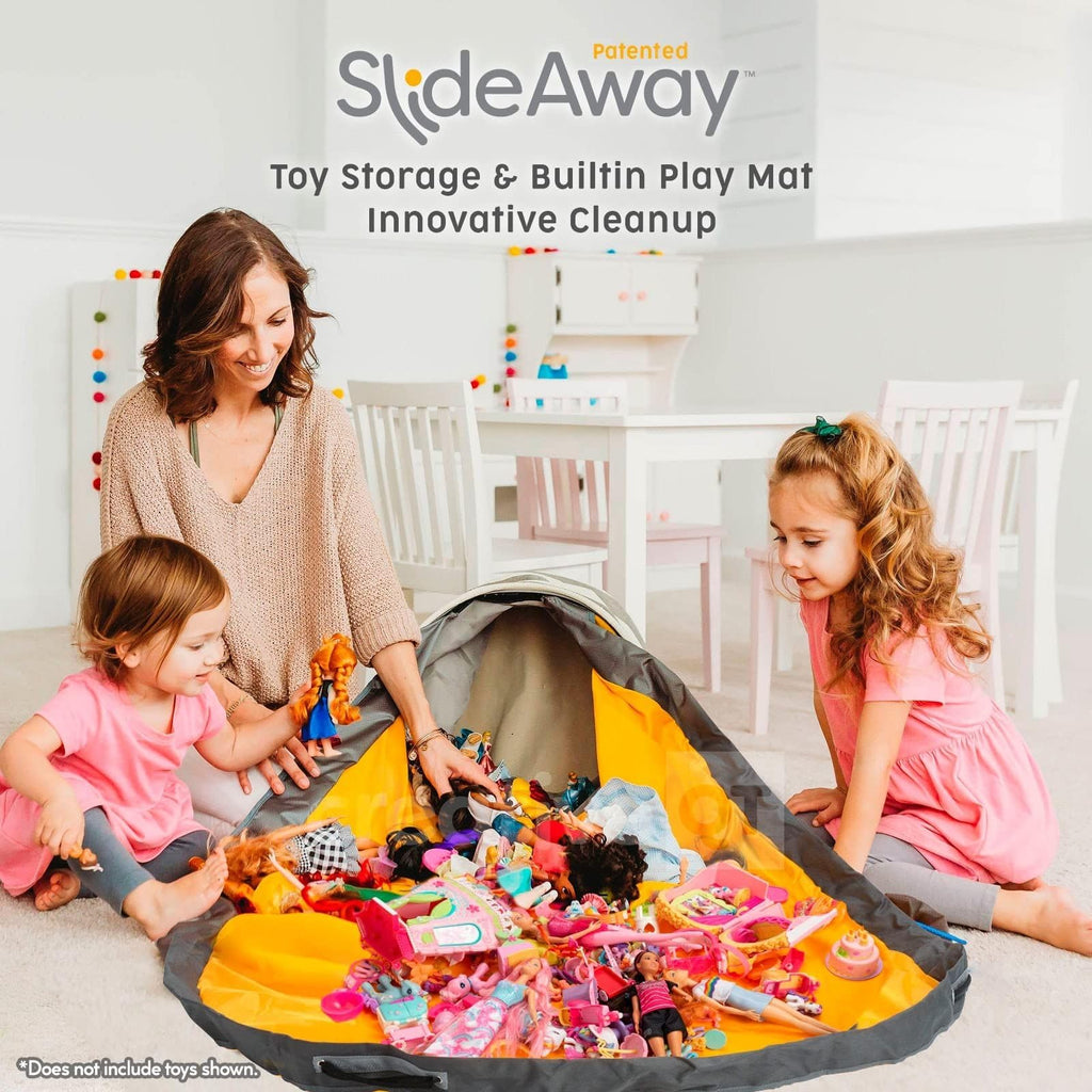 SlideAway Toy Storage Organizer & Extra Large 52" Play Mat, Collapsible Storage Bins for Building Bricks, Small
