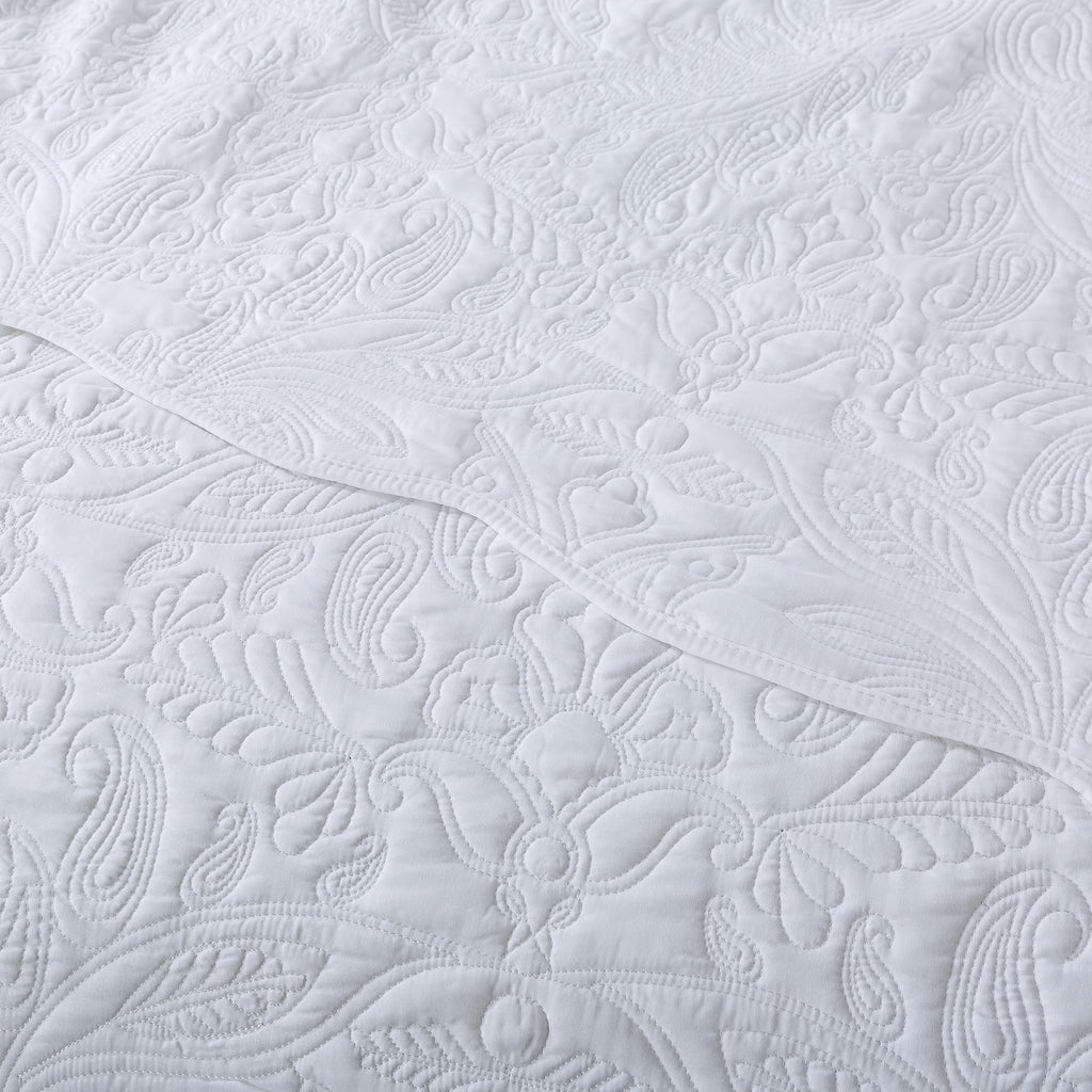 Oversized Queen Bedspreads 110x106- Queen Size Quilt Bedding Sets 3-Piece, Paisley Coverlets Lightweight Bedlinen Set