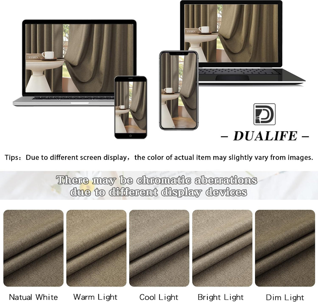 Faux Linen Full Blackout Curtains Vertical Drapes for Patio Sliding Glass Door,Back Tab Pinch Pleated Window