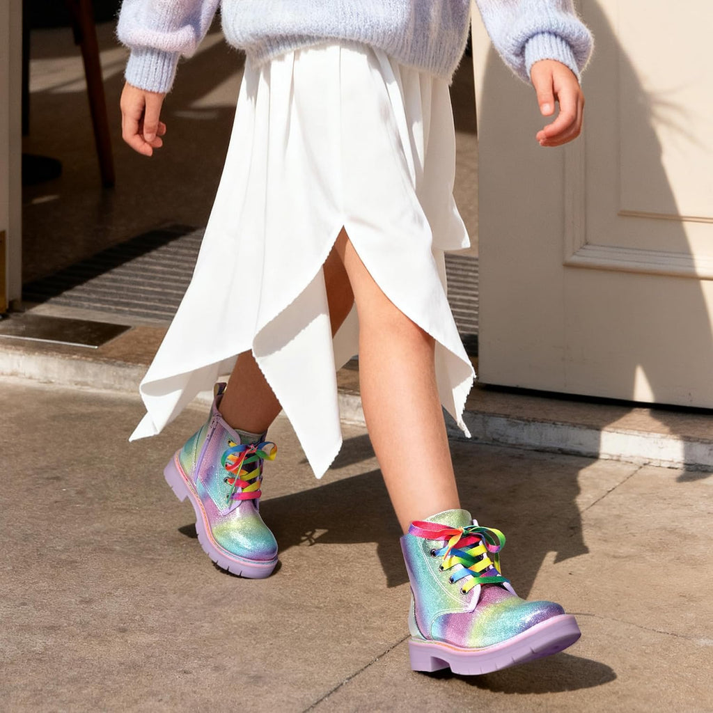Girls Combat Ankle Boots Shoes