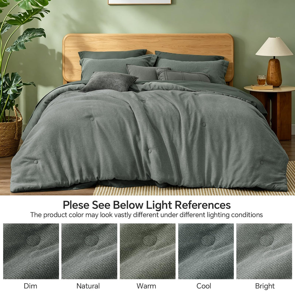 Comforter Set 7 Pieces, Charcoal Gray Bed in a Bag