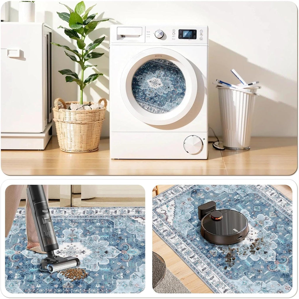 9x12 Washable Non Slip Boho Area Rug