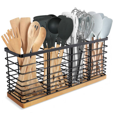 Extra Large Kitchen Utensil Holder Countertop with Removable Divider