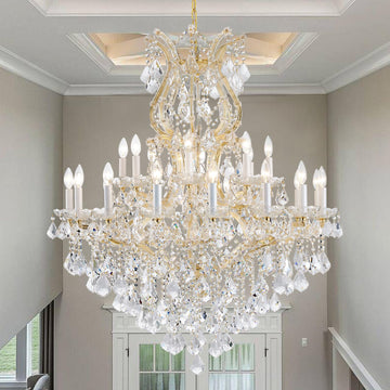 Gold Large Crystal Chandelier-24-Light Chandelier Light Fixture Modern Maria Theresa Crystal Chandeliers Light for