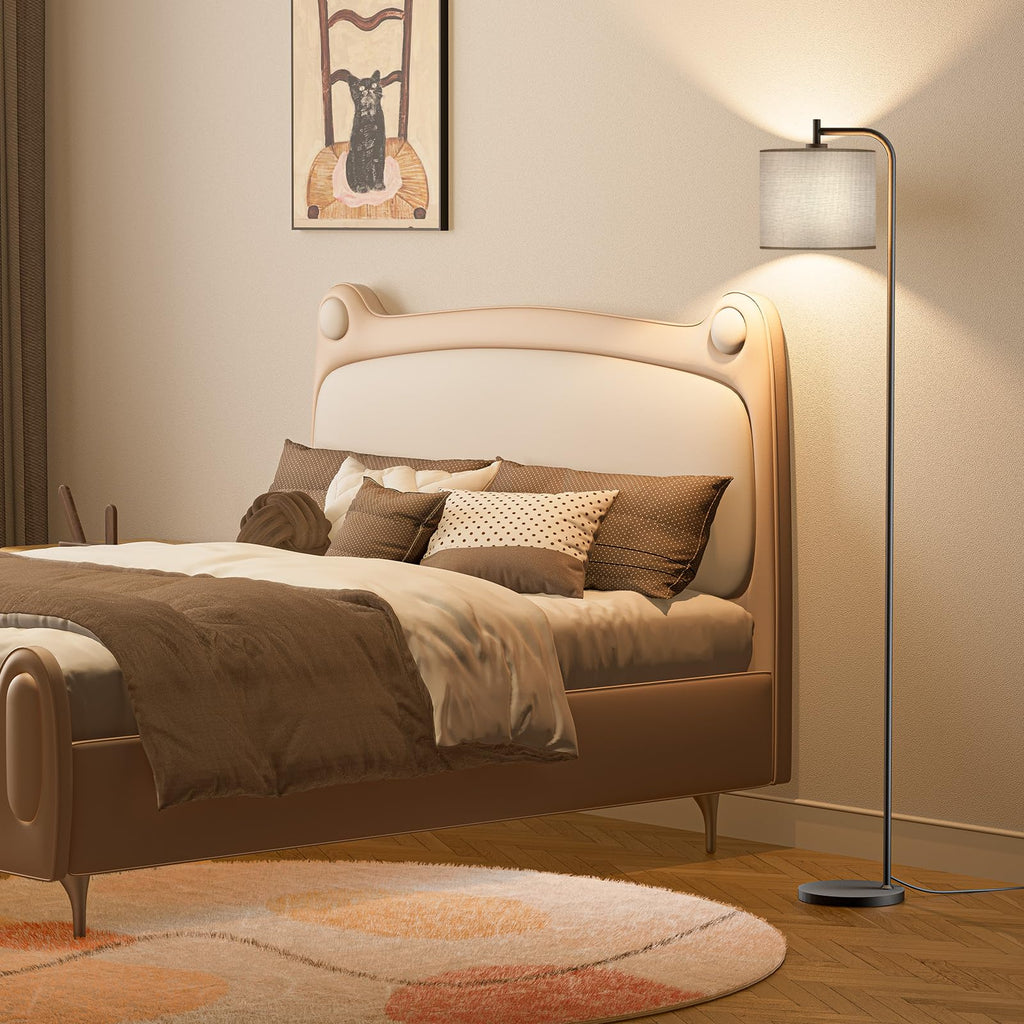 Floor Lamp, Tall Standing Lamp with Linen Shade