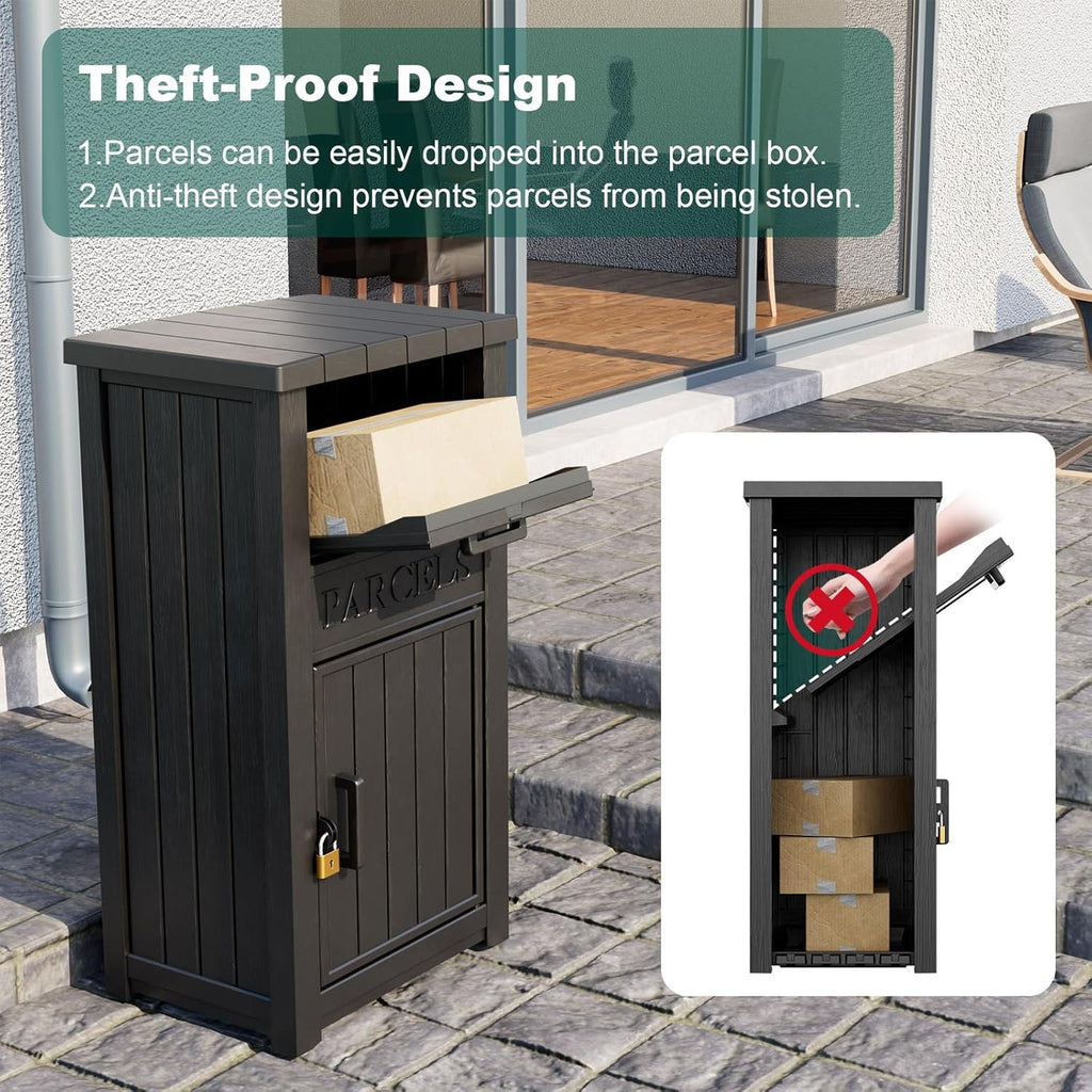 Package Delivery Box Box with Lockable Secure, Waterproof and Anti-Theft Storage (Black)