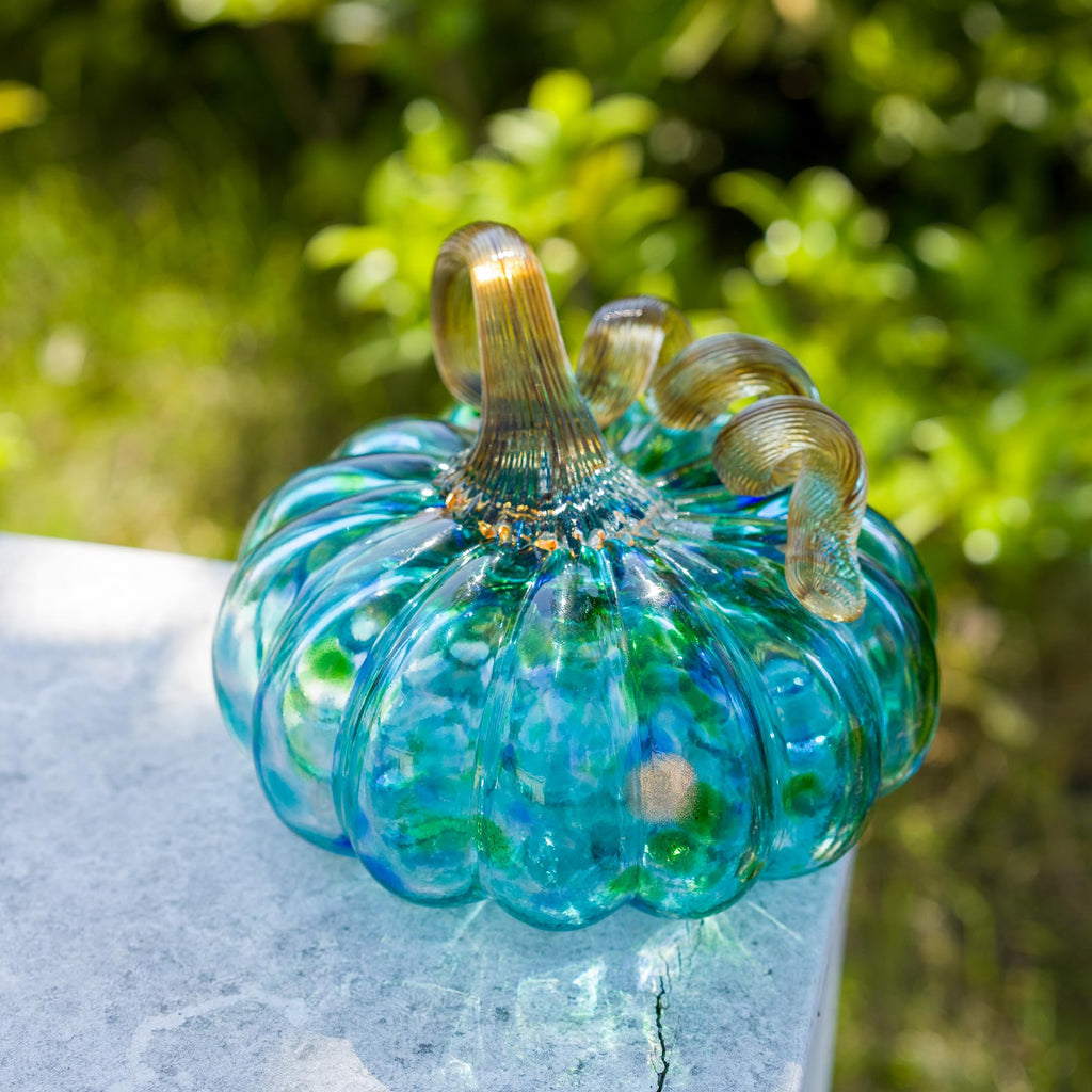 4.9 Inch Hand Blown Glass Pumpkin for Decorating, Fall Decor