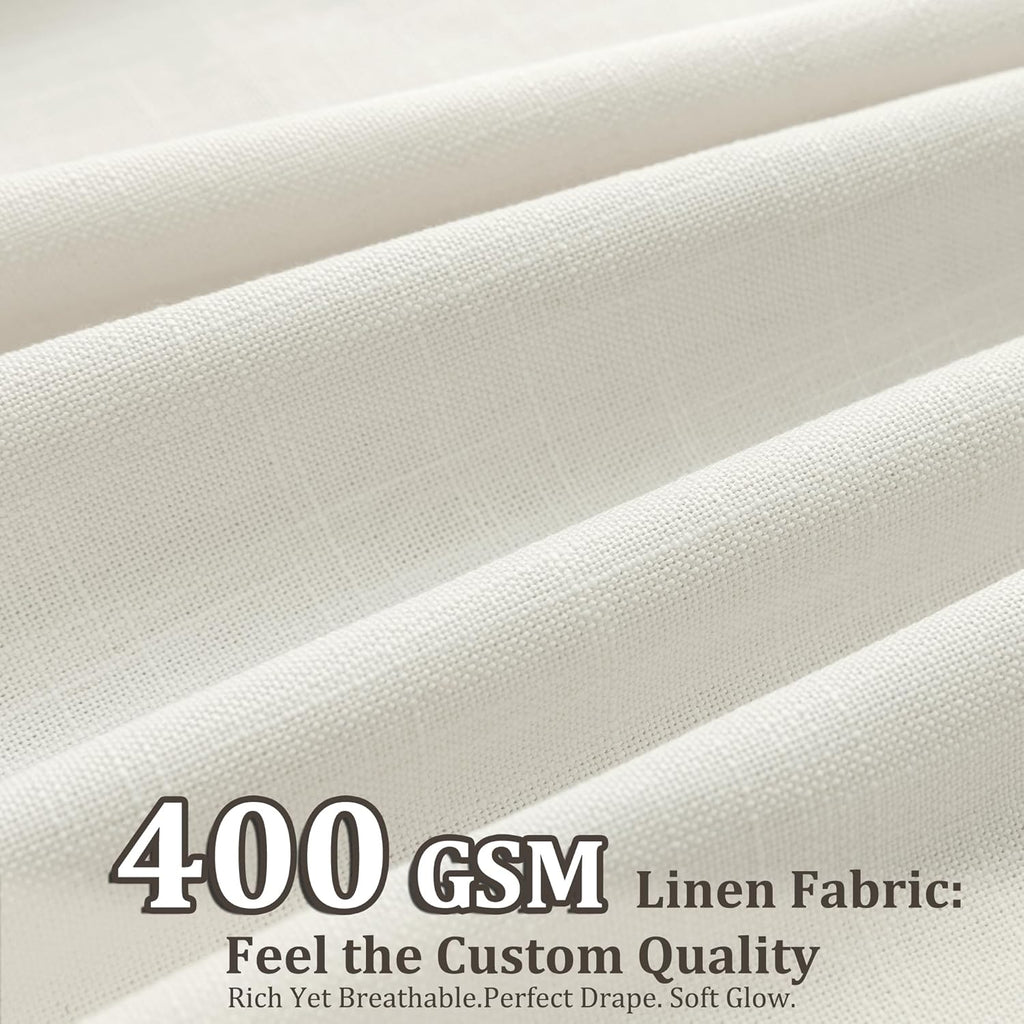 Pinch Pleated Linen Curtains 96 Inch, 2 Panels Premium 400GSM Memory Trained Semi Sheer Light Filtering Window Drapes