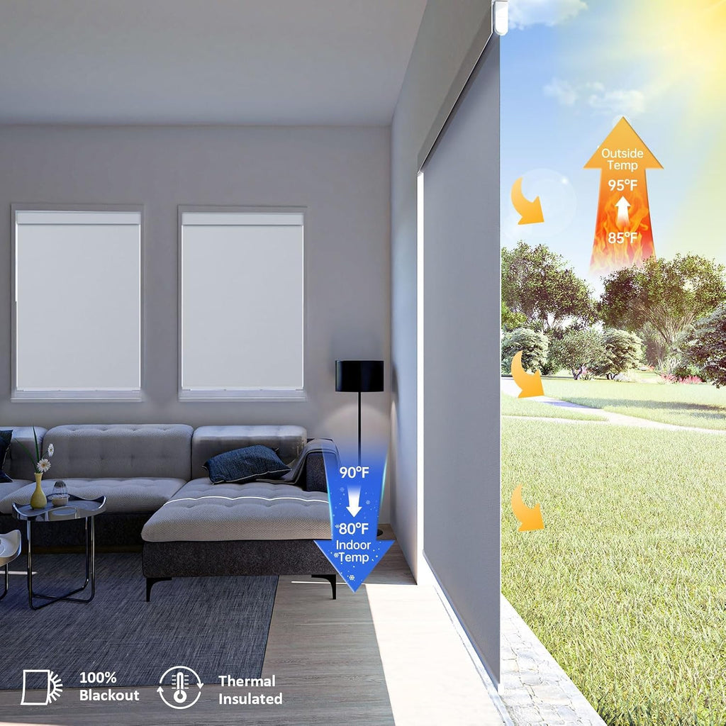 Motorized Blinds with Remote, Blackout Blinds with Solar Panel | Electric Blinds, Automatic Shades for Windows