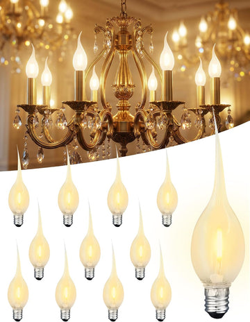 Silicone Dipped LED Candelabra Light Bulbs, C7 Shatterproof Candle Flame Light Bulb for Window Candles, 0.6W 2700K