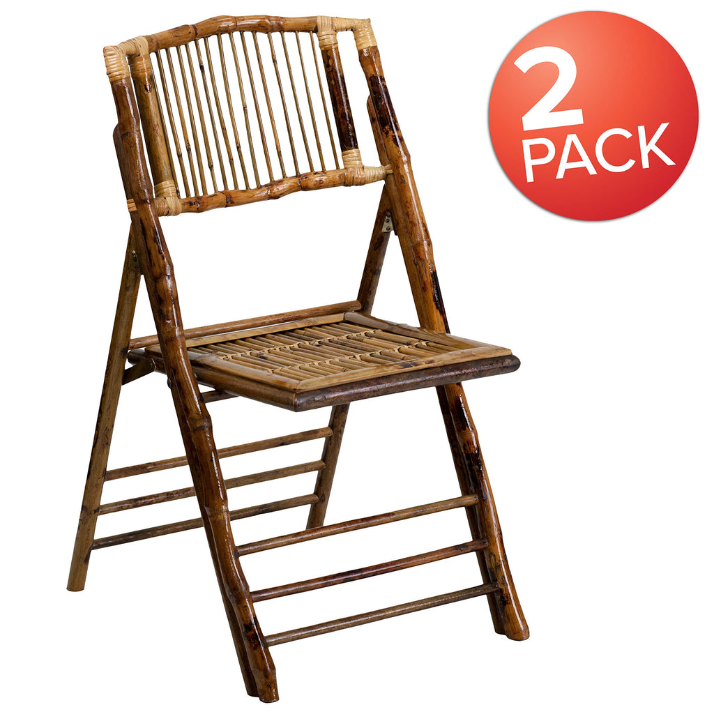 Bamboo Commercial Folding Chair 2-Pack