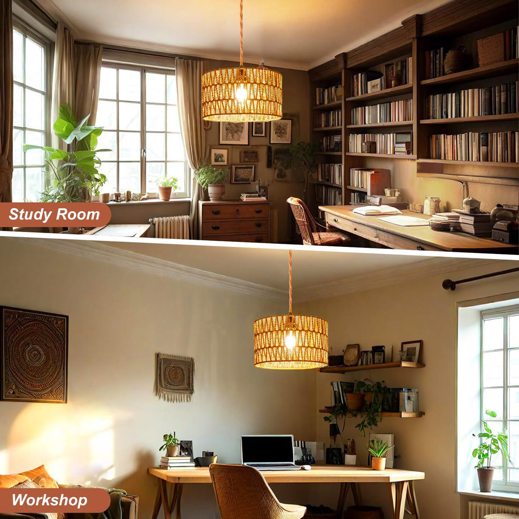 Plug in Pendant Light, Rattan Hanging Lights with Plug in Cord, Handmade Hanging Lamp Plug in, Rattan Light Fixtures