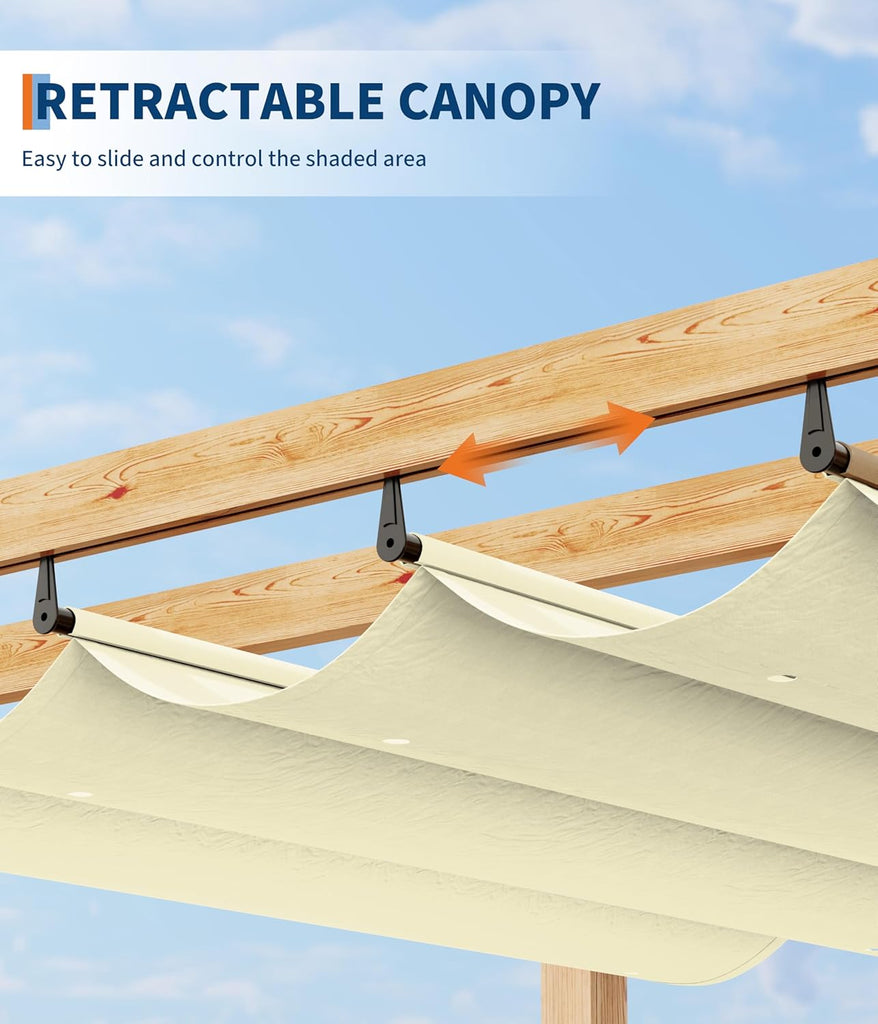 10 x 13 ft Wood-Grain Aluminum Pergola Outdoor Pergola with  - Image 4