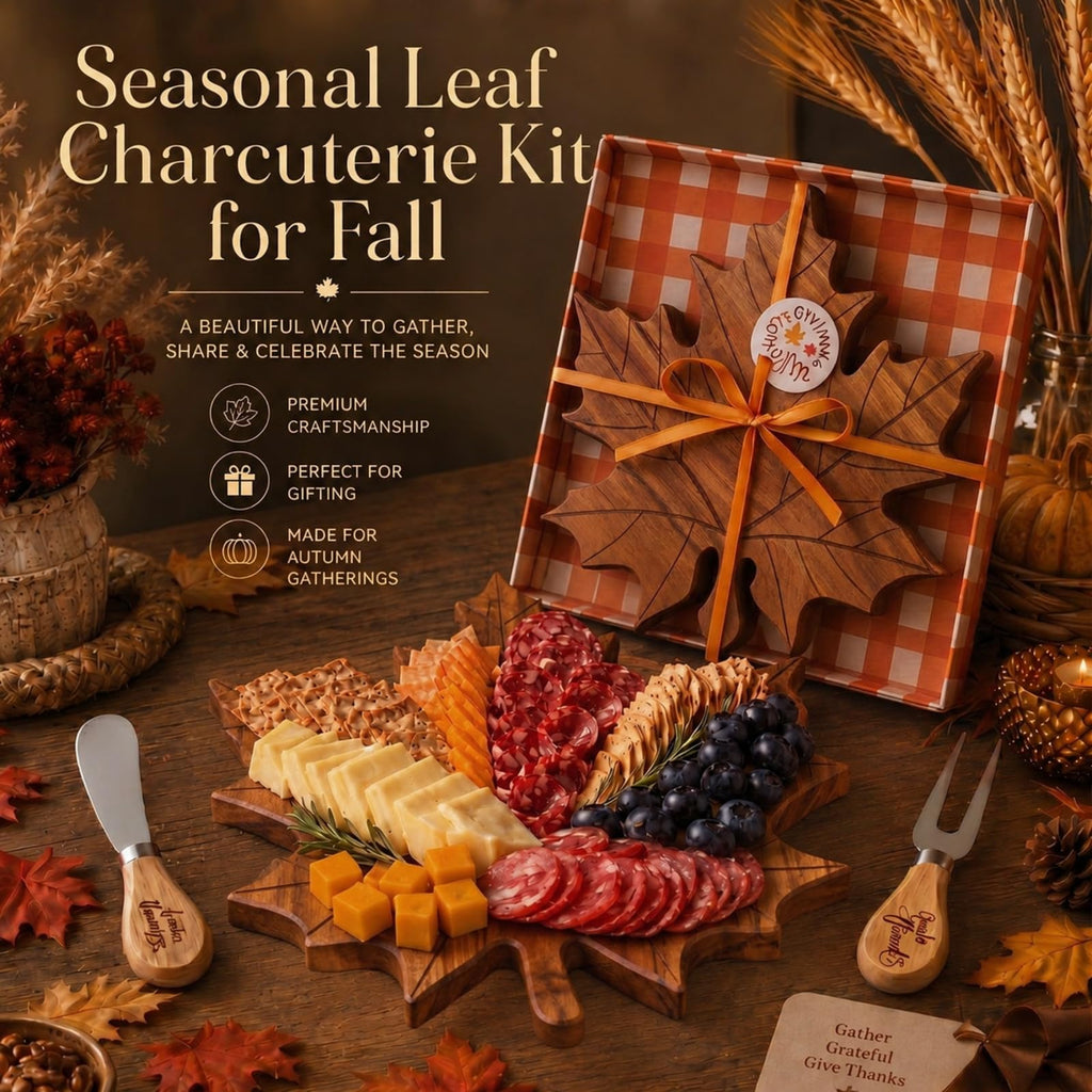 2 Sets Fall Maple Leaf Mini Charcuterie Board Gift, 8.3 x 7.5 in