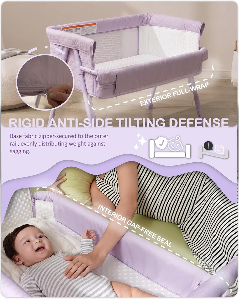 Bassinet Bedside Sleeper for Baby, 2 in 1 Baby Crib for Newborn, Bedside Bassinet with 4 Auto-Lock Wheels &
