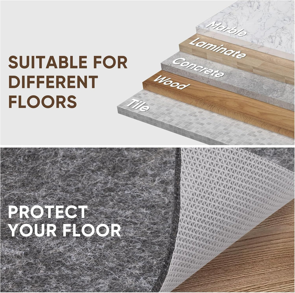 Felt Non Slip Rug Pads, Extra Large 1/8" Thick Felt and Rubber Backing, Shock Absorbing Carpet Pad for All Carpets