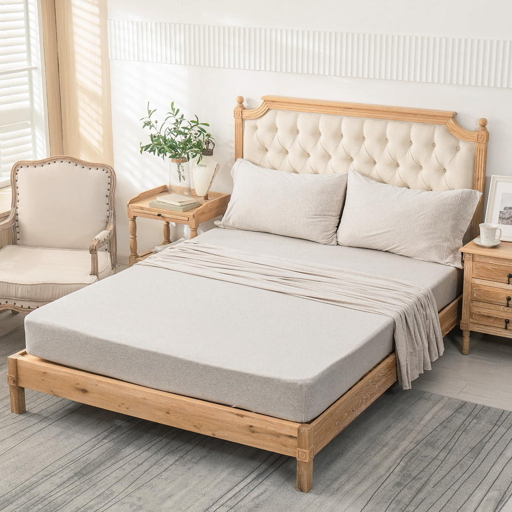 Jersey Knit Sheet Set Heather Beige
