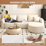 111" Modular Sectional Couches Luxury Modern Curved Back Sofa,Minimalist Comfy L-Shape Boneless Cloud Couch for Living