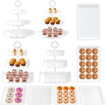 Dessert Table Display Set, 3 Tiered Cupcake Stand & Cake Stands - Set of 12