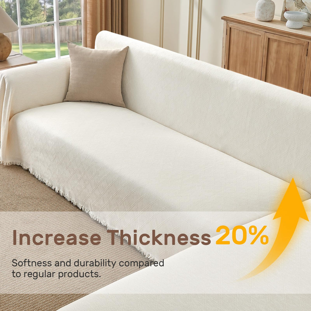 2 Pieces Sectional Couch Covers L Shaped, Cream White, XL